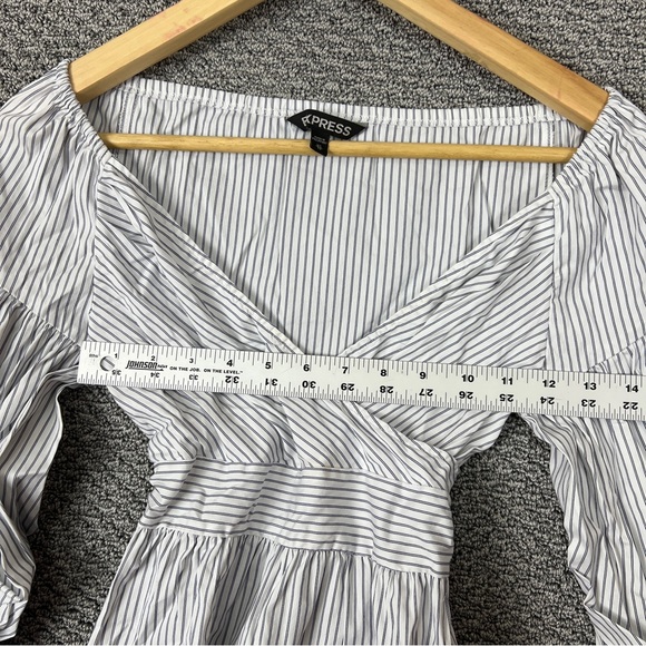 Express Striped Blouse V neck Women's Size XS White Ties on back - Picture 9 of 14